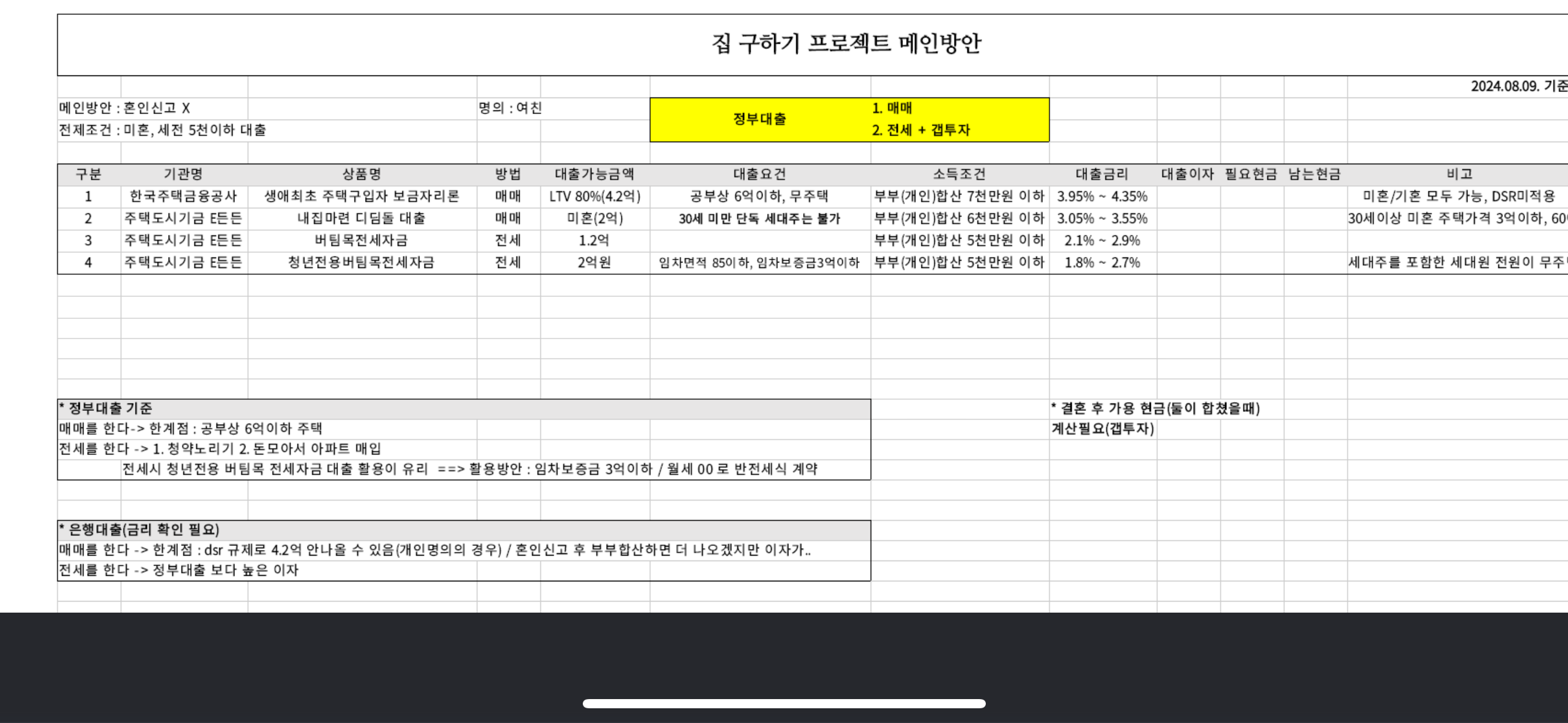 신혼집 구하기 프로젝트(2)_정부대출 정리 등