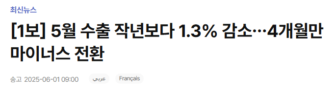 25년 5월 한국 수출입 동향