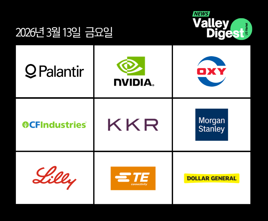 ๐บ๐ธ ๊ฐ๋ณ ์ฃผ์ ๋ด์ค | Palantir-NVIDIA์ ์๋ฒ๋ฆฐ AI OS ์ํคํ
์ฒ ๋ฐํ์ OXY์ ๋ํ ํฌ์์๊ฒฌ ์ํฅ | 3/13(๊ธ)