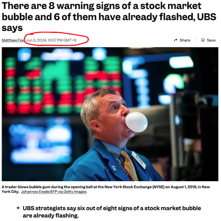 UBS "증시 버블의 조건 거의 모두 충족" - 리포트 파헤치기