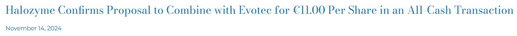 Evotec (XTRA: EVT, NASDAQ: EVO) Acquisition - Halozyme Therapeutics (HALO)